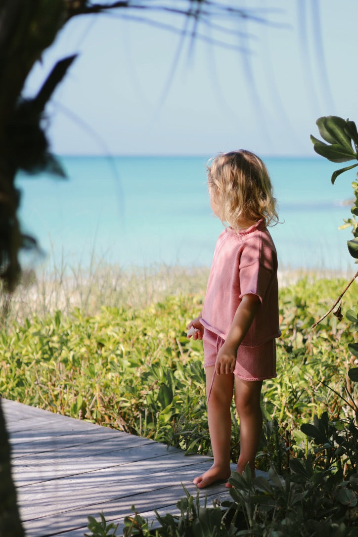 Ensemble 2 pièces en tricot de coton - BUBBLEGUM